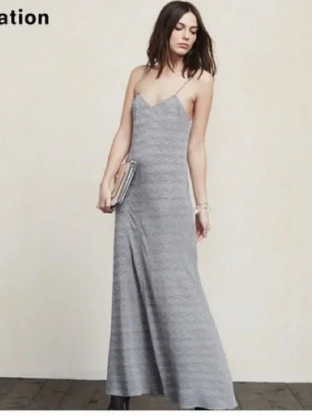 Reformation Womens Classic Casual Oversize Silver Grey Slayer Maxi Dress Size XS
